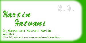 martin hatvani business card